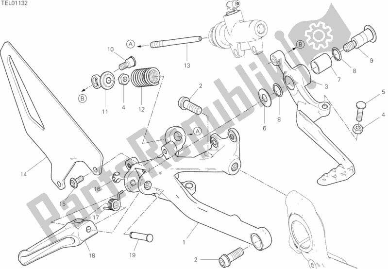 All parts for the Footrests, Right of the Ducati Superbike Panigale V4 S Corse 1100 2019
